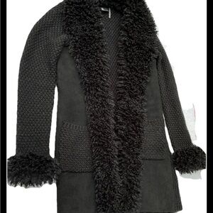 Vtg Boho Chic Romantic Whimsigoth Faux Fur Elements  Love Token Cardigan Sz Sm